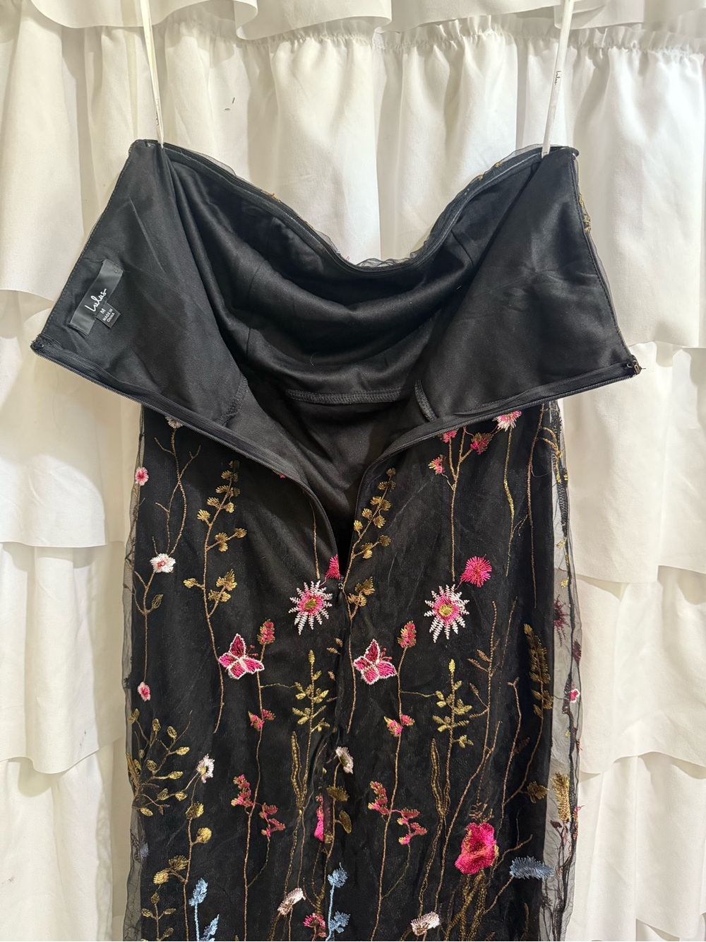 Lulu's Black Strapless Midi Dress with Multicolor Floral Embroidery - Picture 9 of 11